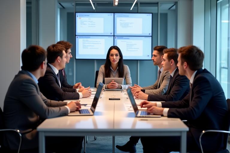 Mesyuarat lembaga pengarah dalam suasana profesional.